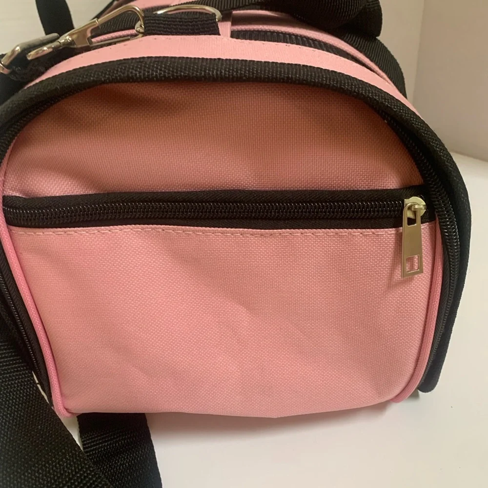 Small Pet carrier bag Pink with Black mesh handle plus detachable shoulder strap
